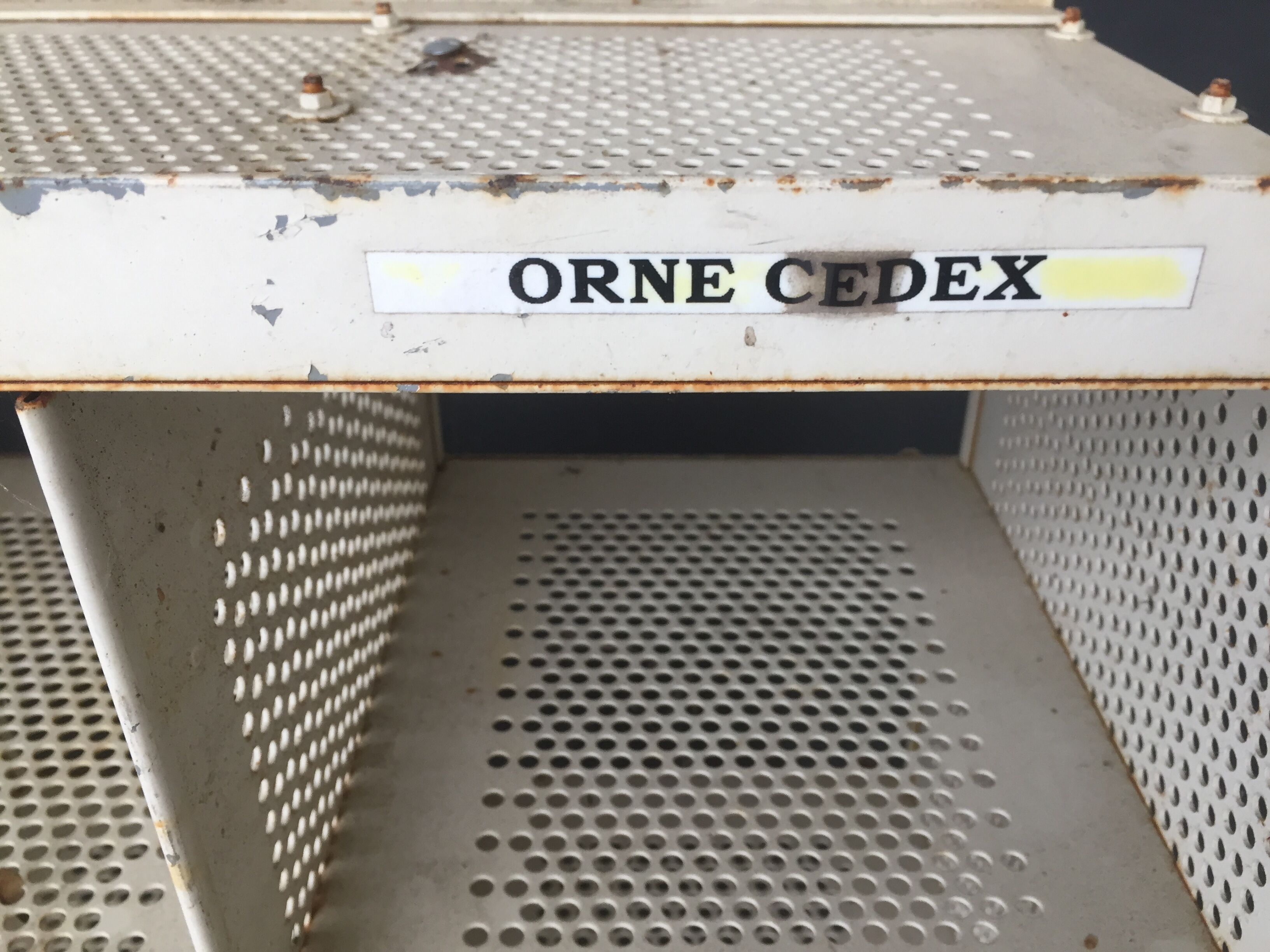 1970 postal sorting locker, perforated tole manufactured by Metalex