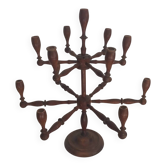 Large vintage turned wooden candelabrum - Brutalist and raw spirit
