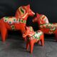 Set of 3 wooden dalecarlie horses