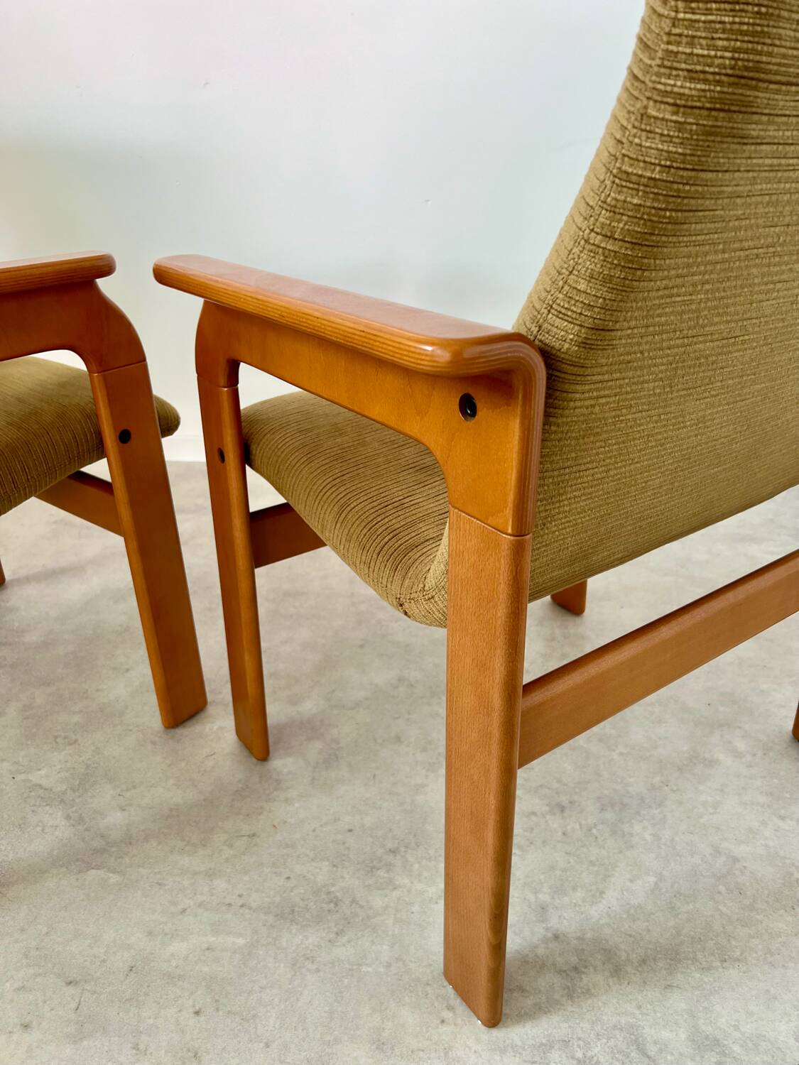 Set of 2 bridge armchairs from the 70s design Bruno Rey vintage solid beech