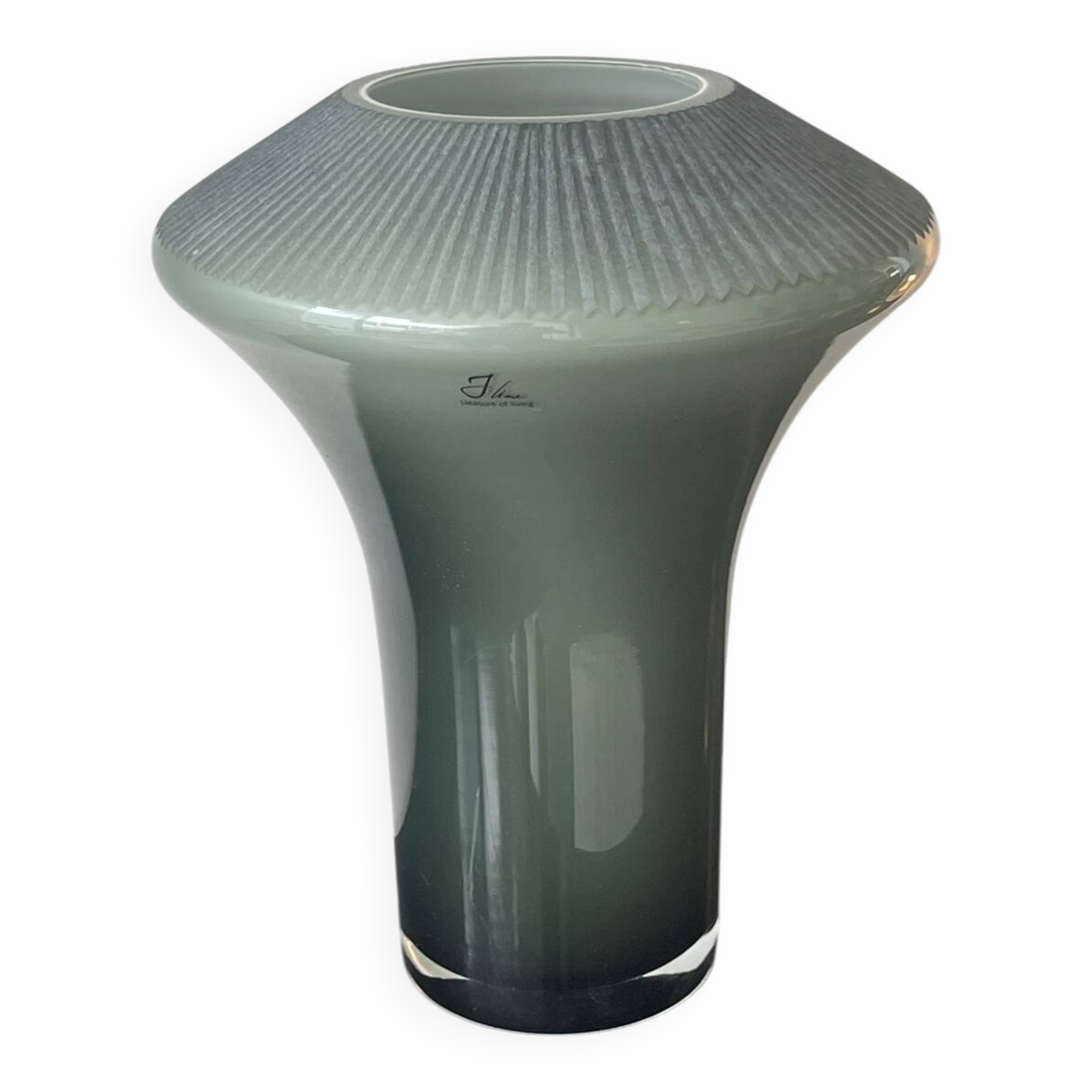 Magnificent J Line vase, new, khaki colour.