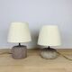 Pair of brutalist lamps in pink stoneware and wool lampshade, 1970