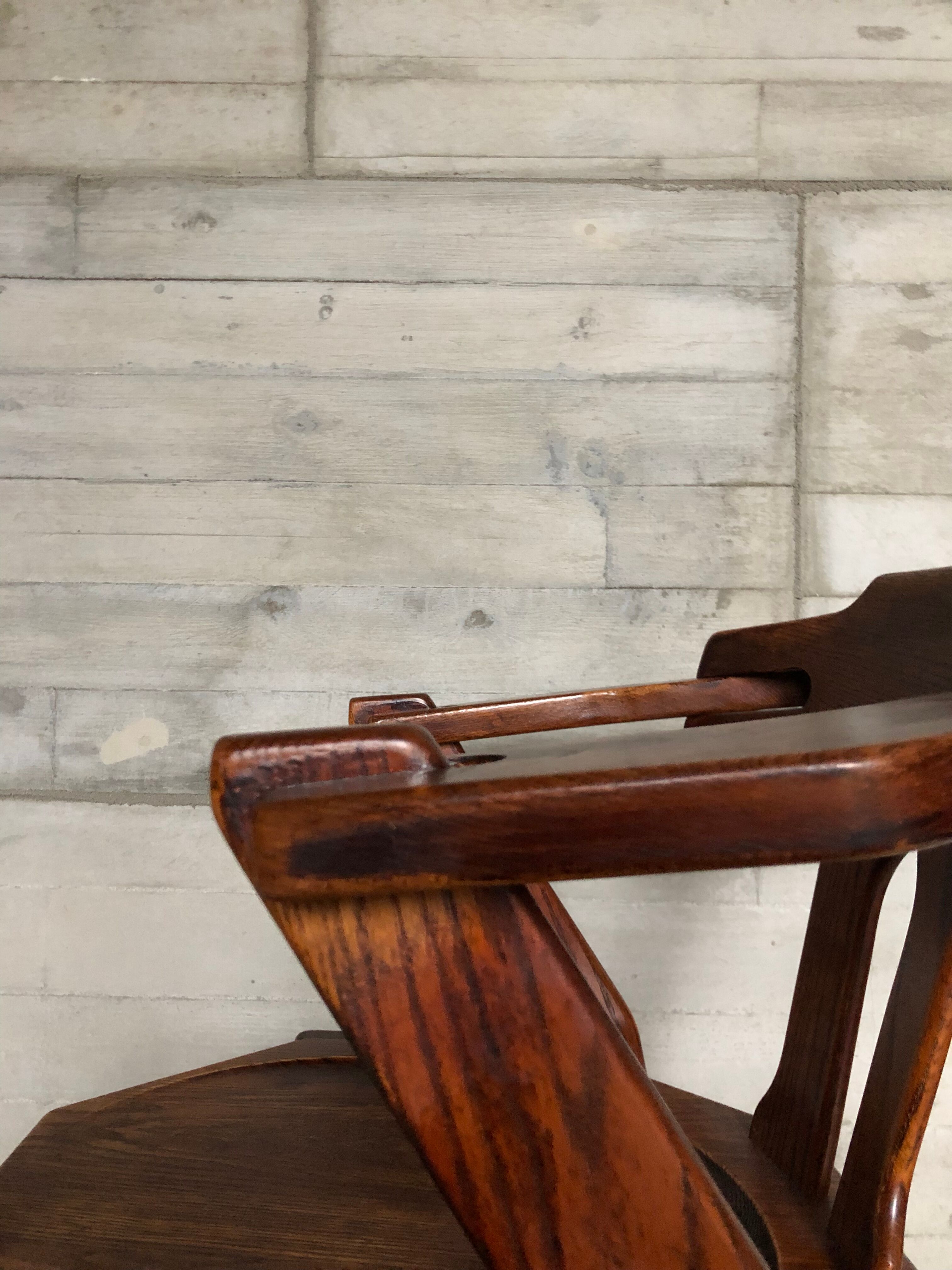 Set of 4 brutalist dutch oak chairs