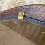 Mirror with fish-shaped wooden frame