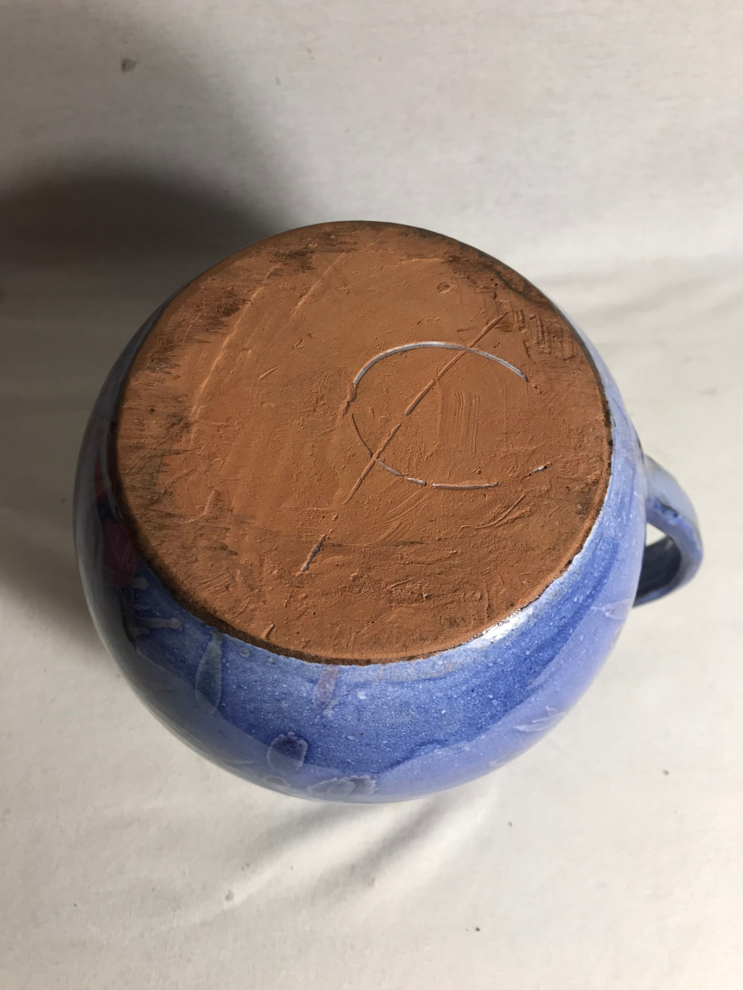 Blue ceramic decanter