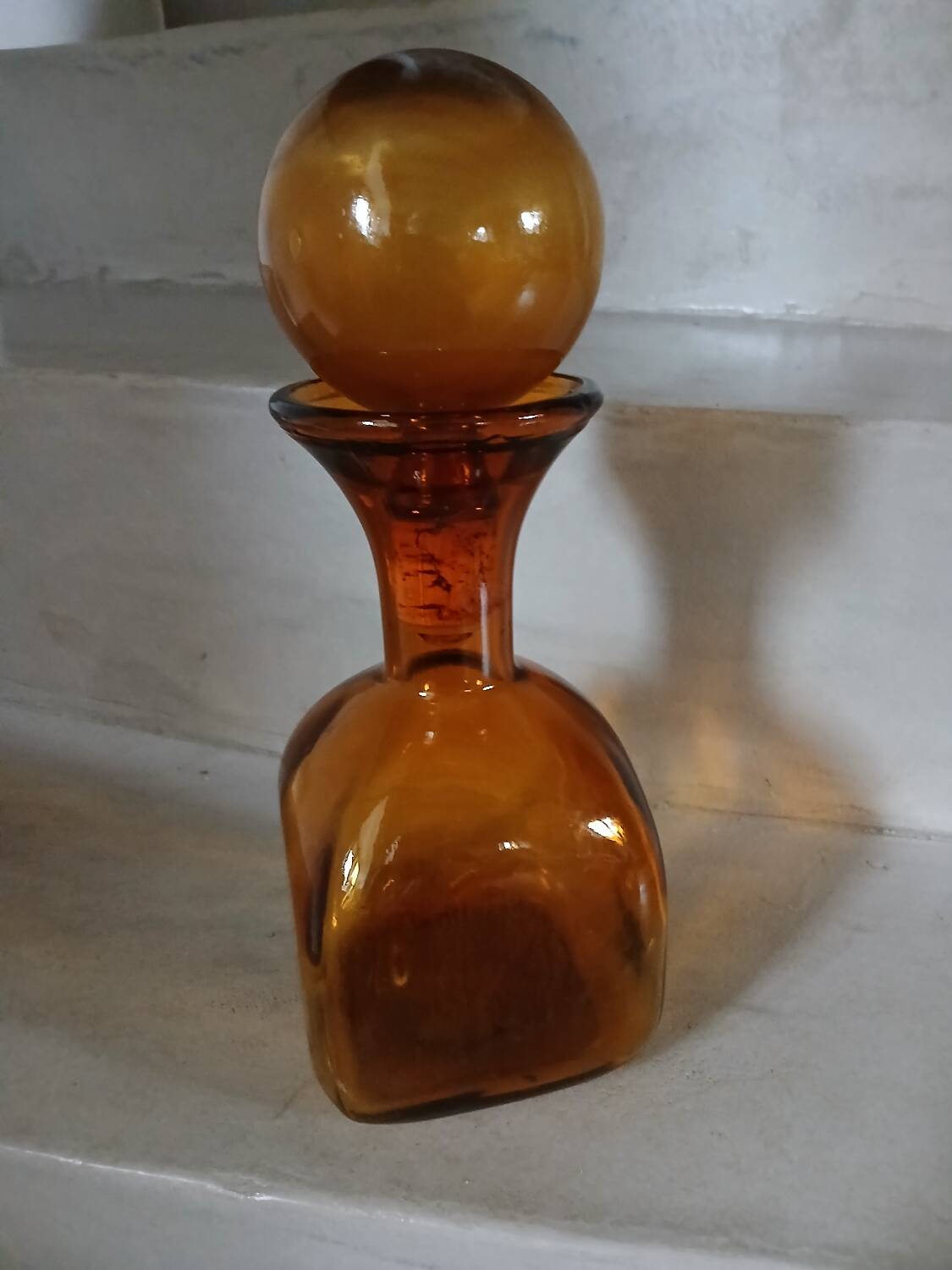 Vintage amber glass carafe