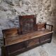 Old French popular art bench from Auvergne, circa 1800–1850