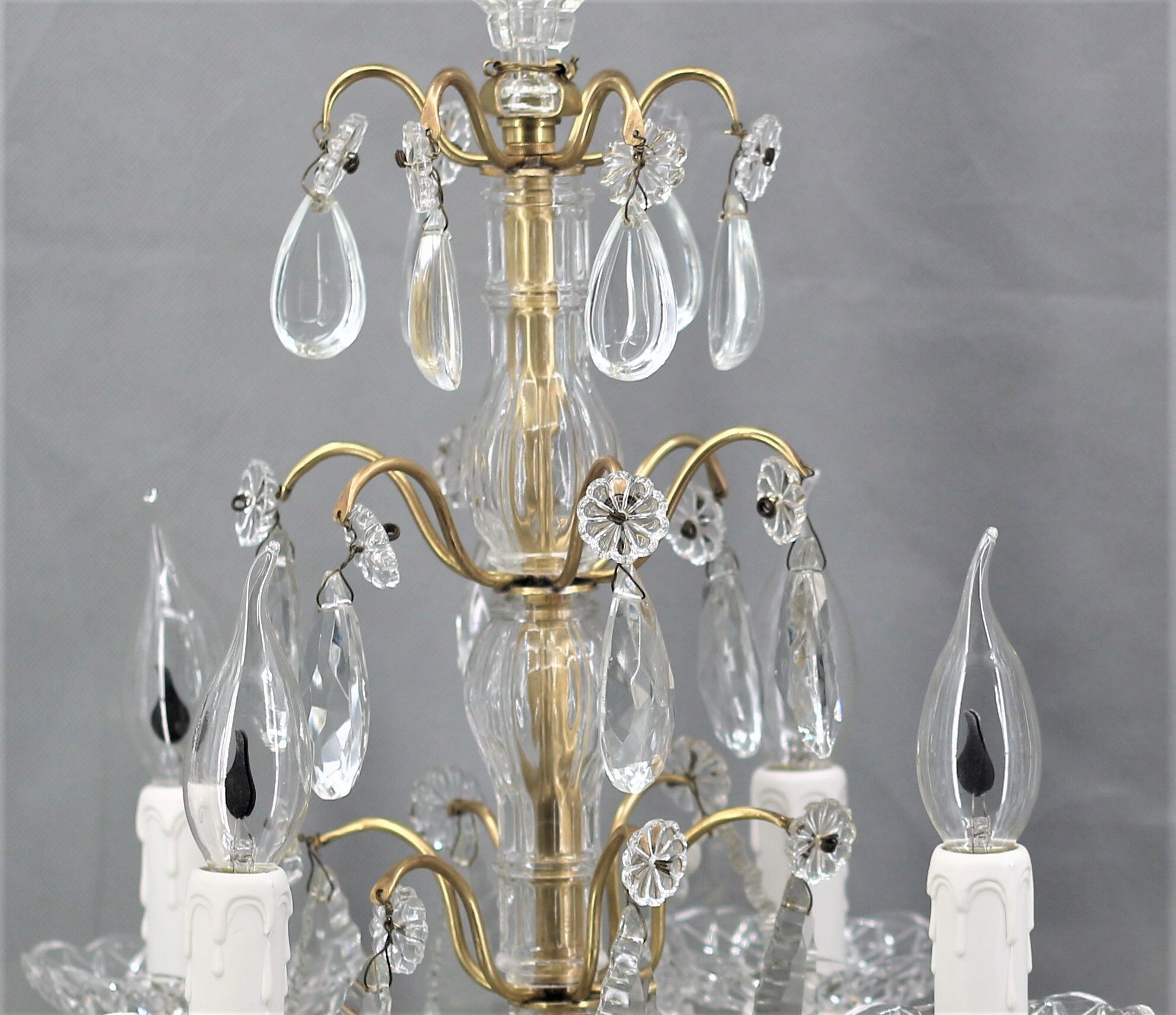 Pair girandoles chandelier bronze & crystal louis XV style