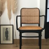Paire fauteuils 811 design Josef Hoffman en bois courbé noir et cannage