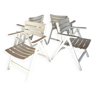 Quatre fauteuils de jardin en bois vintage années 50
