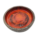 Coupe brutaliste en grès émaillé orange et rouge