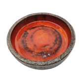 Brutalist cut in orange and red enamelled sandstone