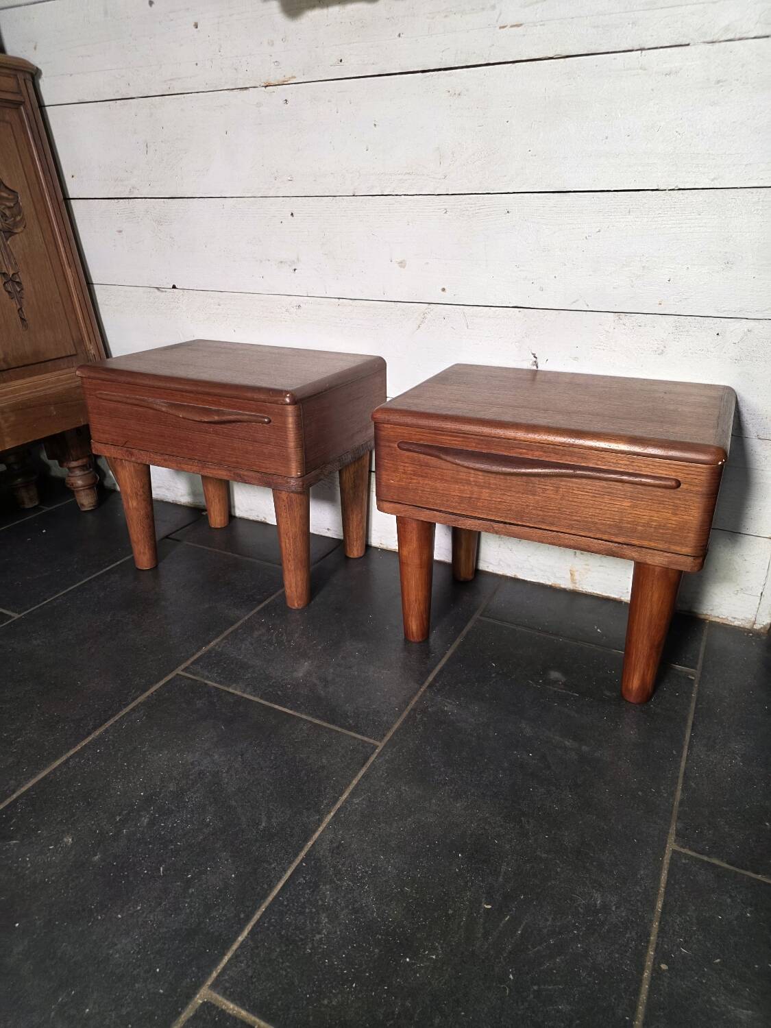 Pair of Scandinavian teak bedside tables from the 1960s.