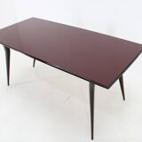 1950s Italian Dining Table in Ico Parisi Style with Glass Top