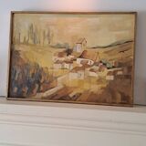 Tableau ancien paysage ocre G.Zylberman