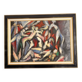 Oil Painting Canvas Cubist Cubist Scene Figurative Dance