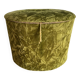 Green velvet storage pouffe from the 1960s.