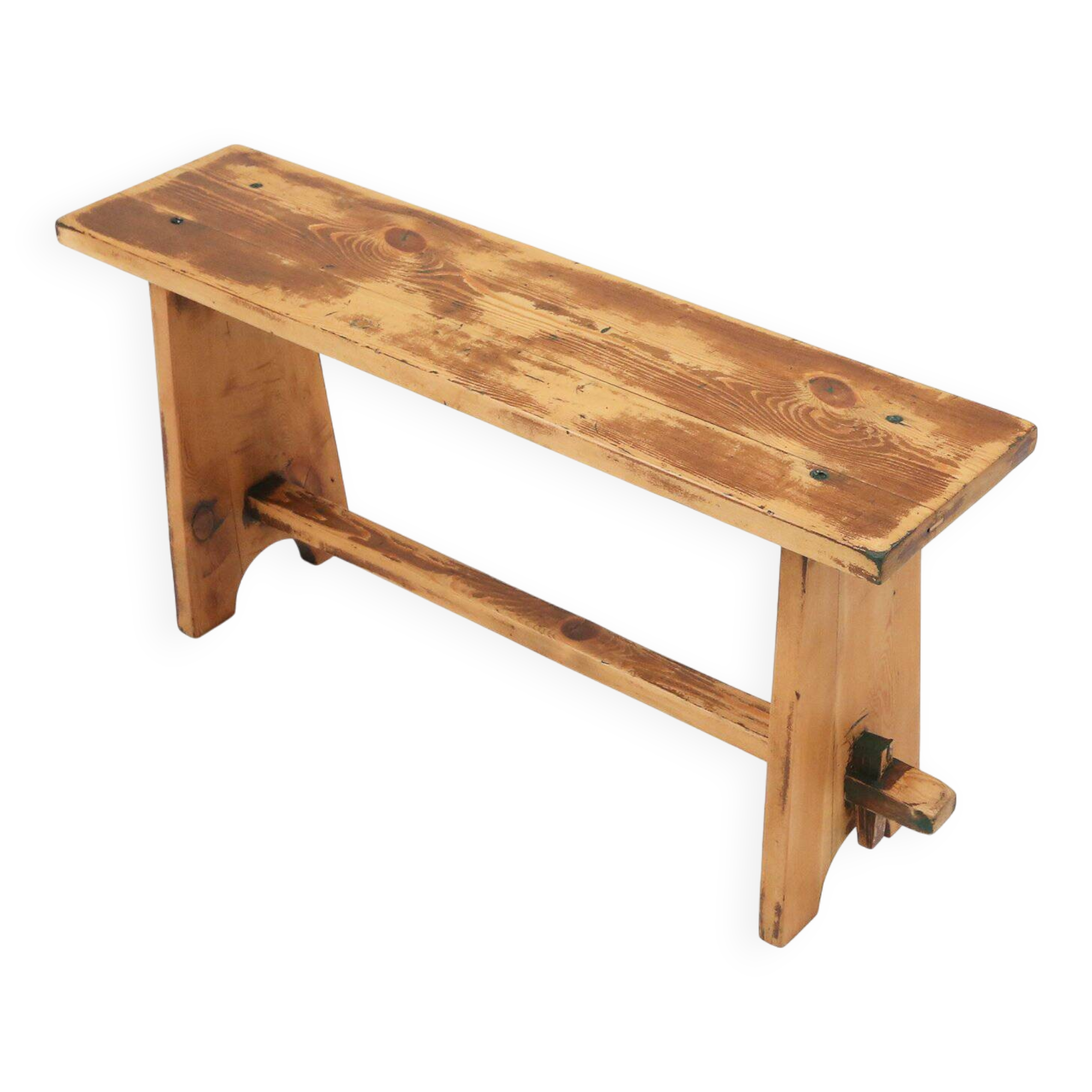 Mid-Century Rustic Wooden Bench, France, 1900s