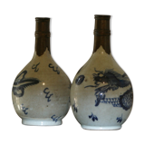 Two chinese porcelain and silver gourds