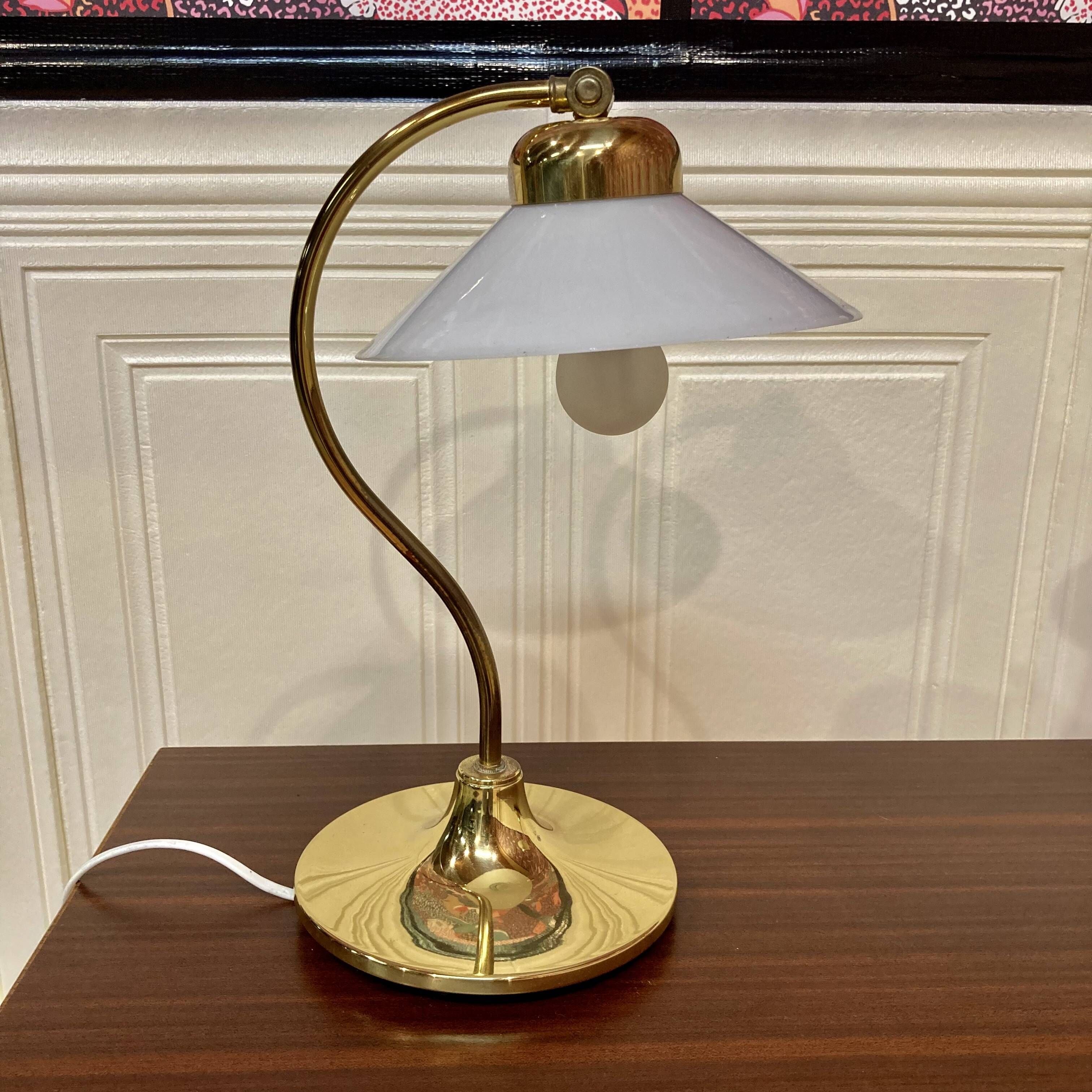 Paire de lampes verre et métal Design scandinave 1960.