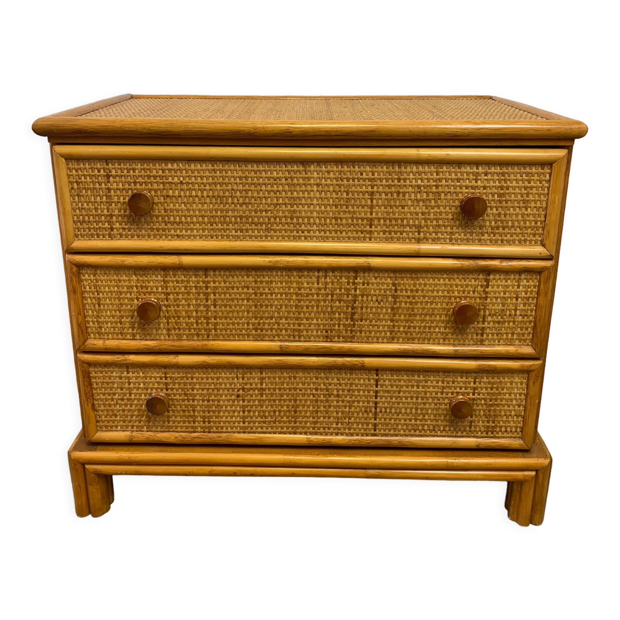 Vintage rattan chest of drawers