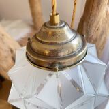 Vintage frosted glass lamp, Art Deco star shape, customizable