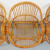 Set of 4 vintage rattan armchairs from the 60s
