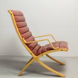 Padded Red Leather High Back AX Lounge Chairs by Hvidt and Molgaard Nielsen