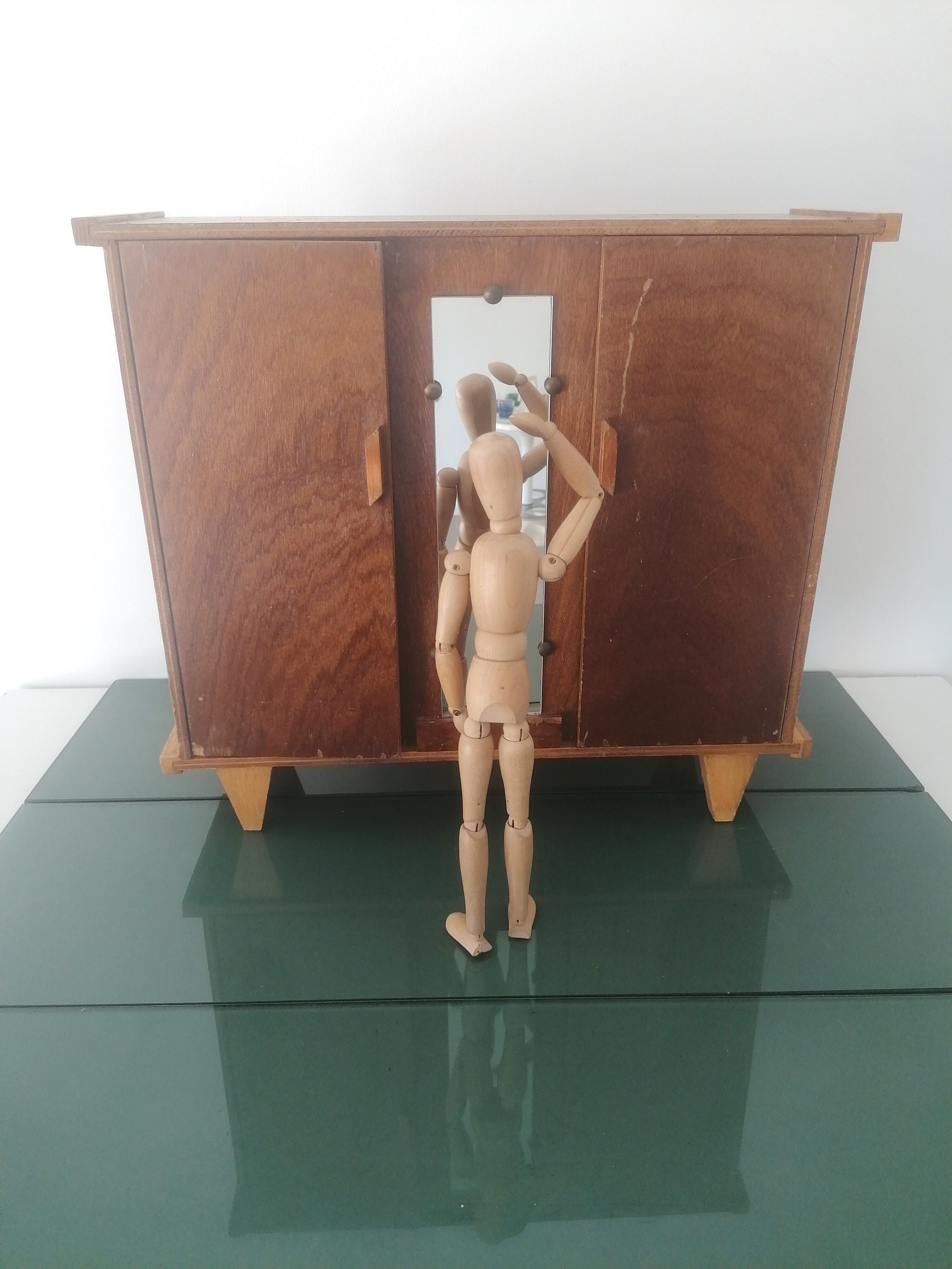 Old wooden doll cabinet 50/60s