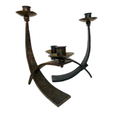 Hammered steel candle holder