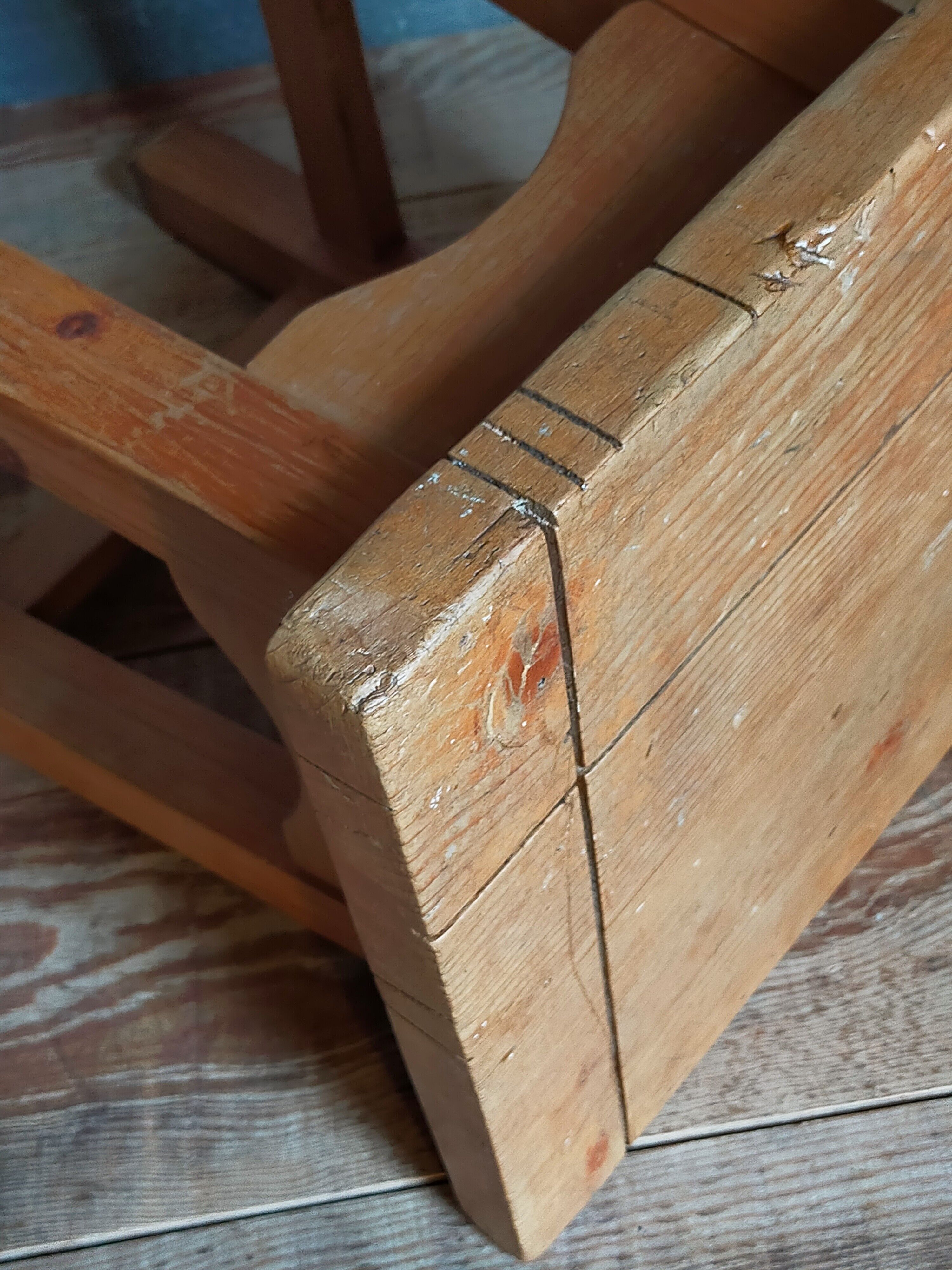 Vintage solid pine workshop stool