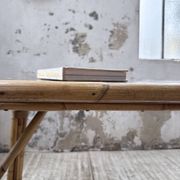 1950s rattan table with ceramic top