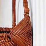 Woven rattan wall basket