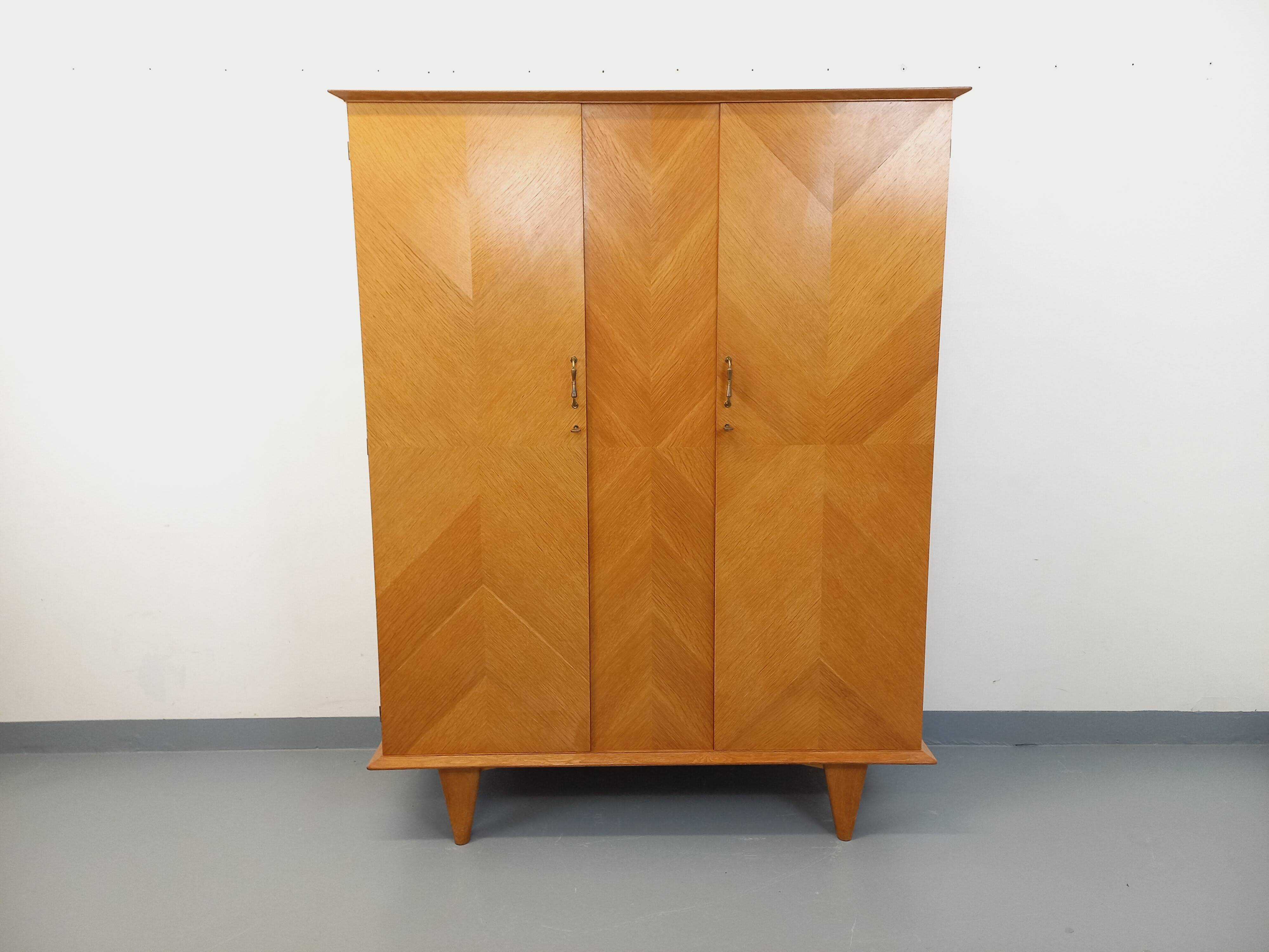 Vintage oak wardrobe from the 1960s.