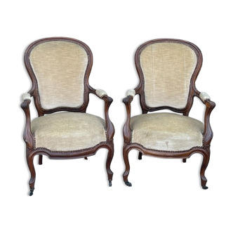 Pair of rosewood armchairs