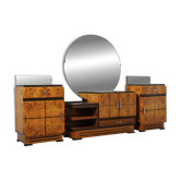 Tables de chevet et miroir en ronce de sycomore