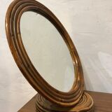 Round rattan mirror to lay