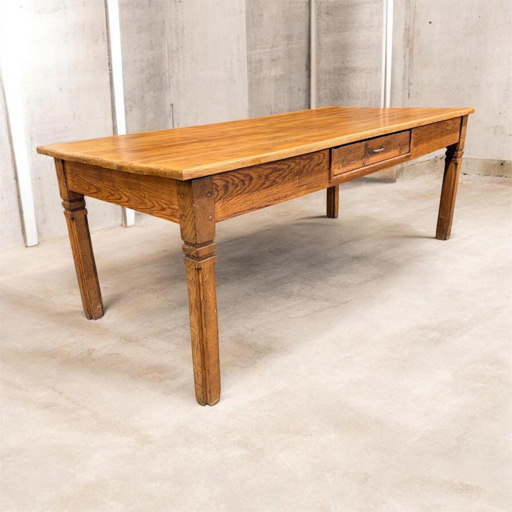 Table à manger vintage en bois massif / table de ferme
