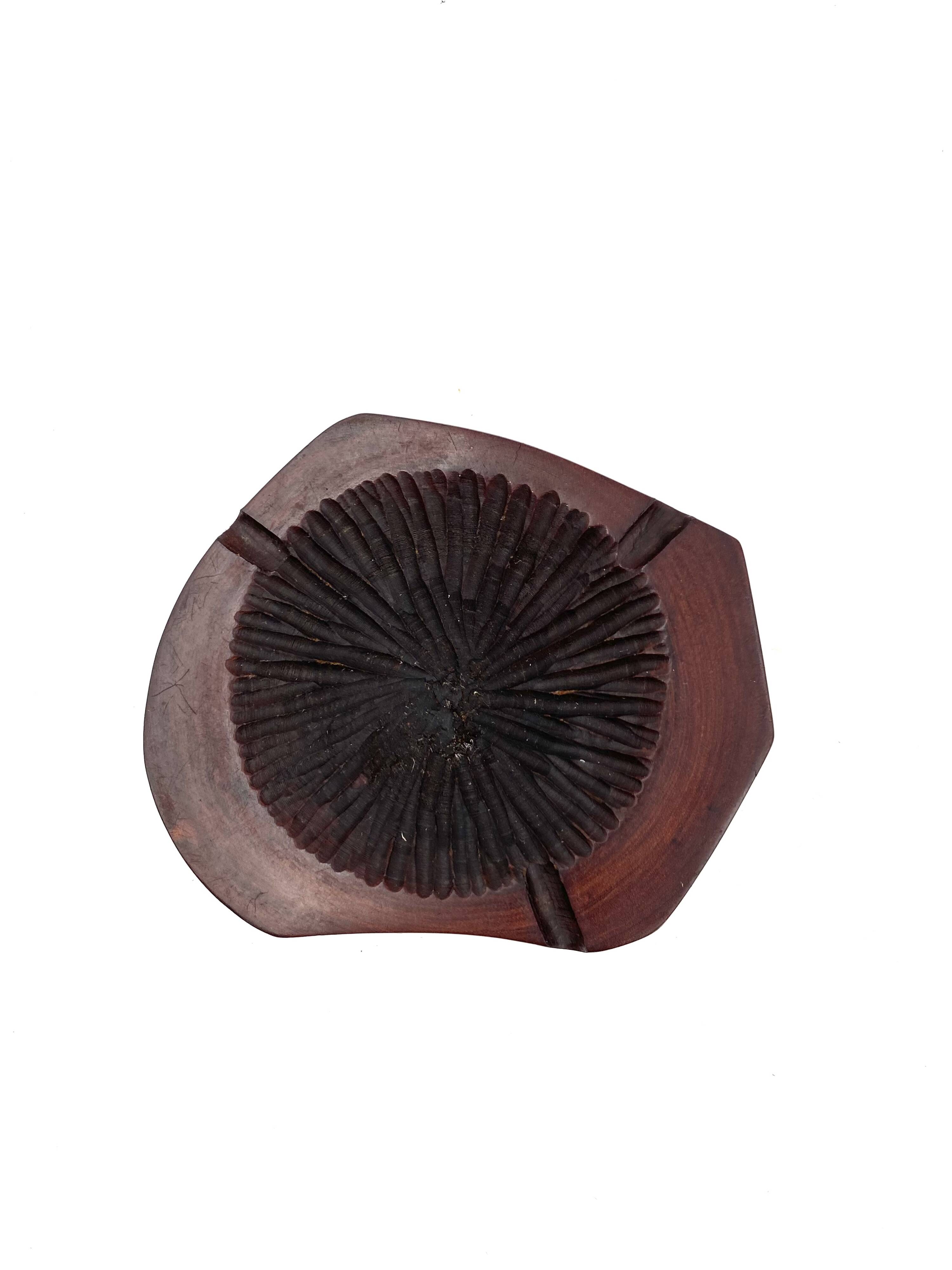 Organic modern set of 2 wood ashtrays, France 1970s