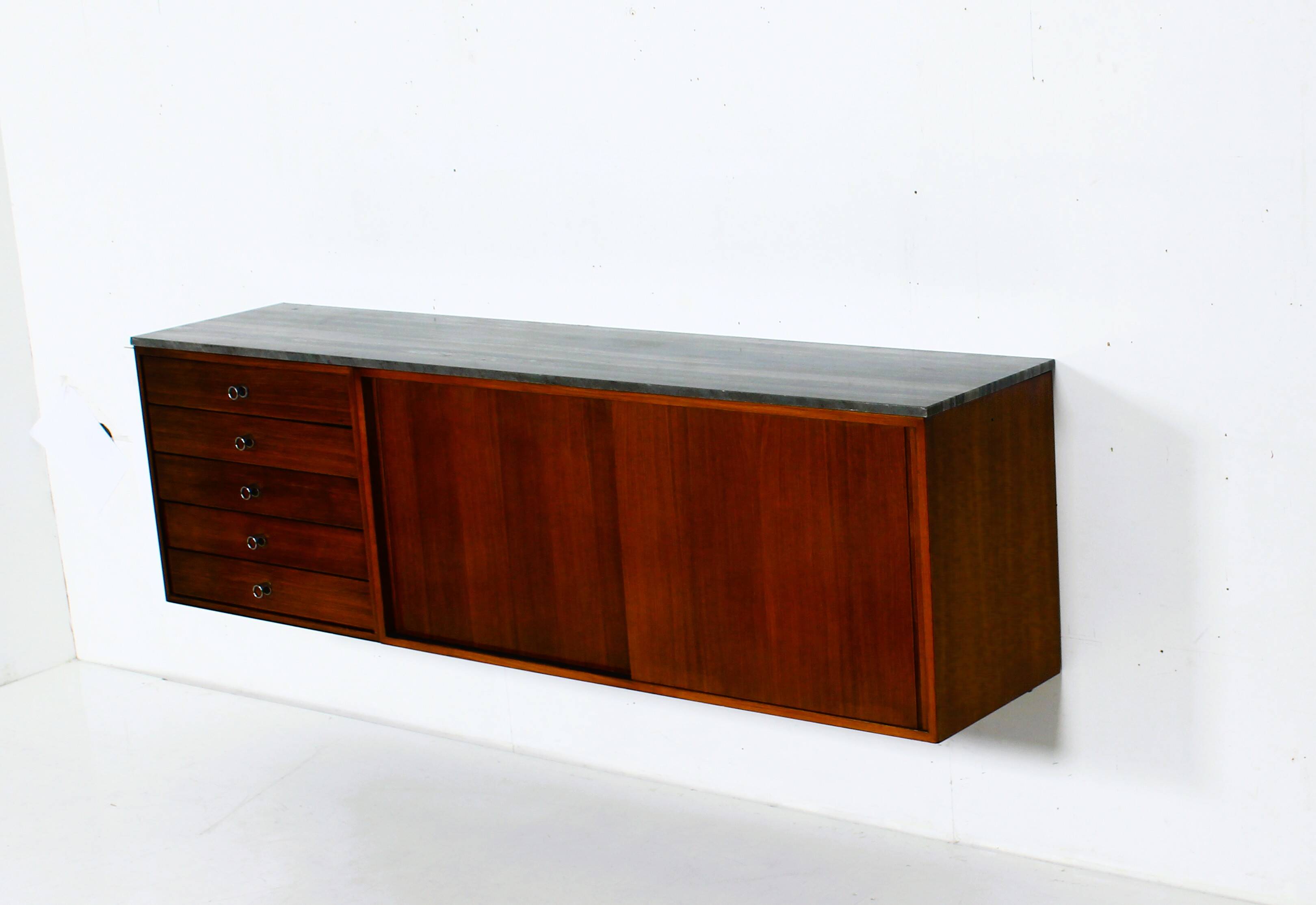 Suspended teak buffet from the 1970s.