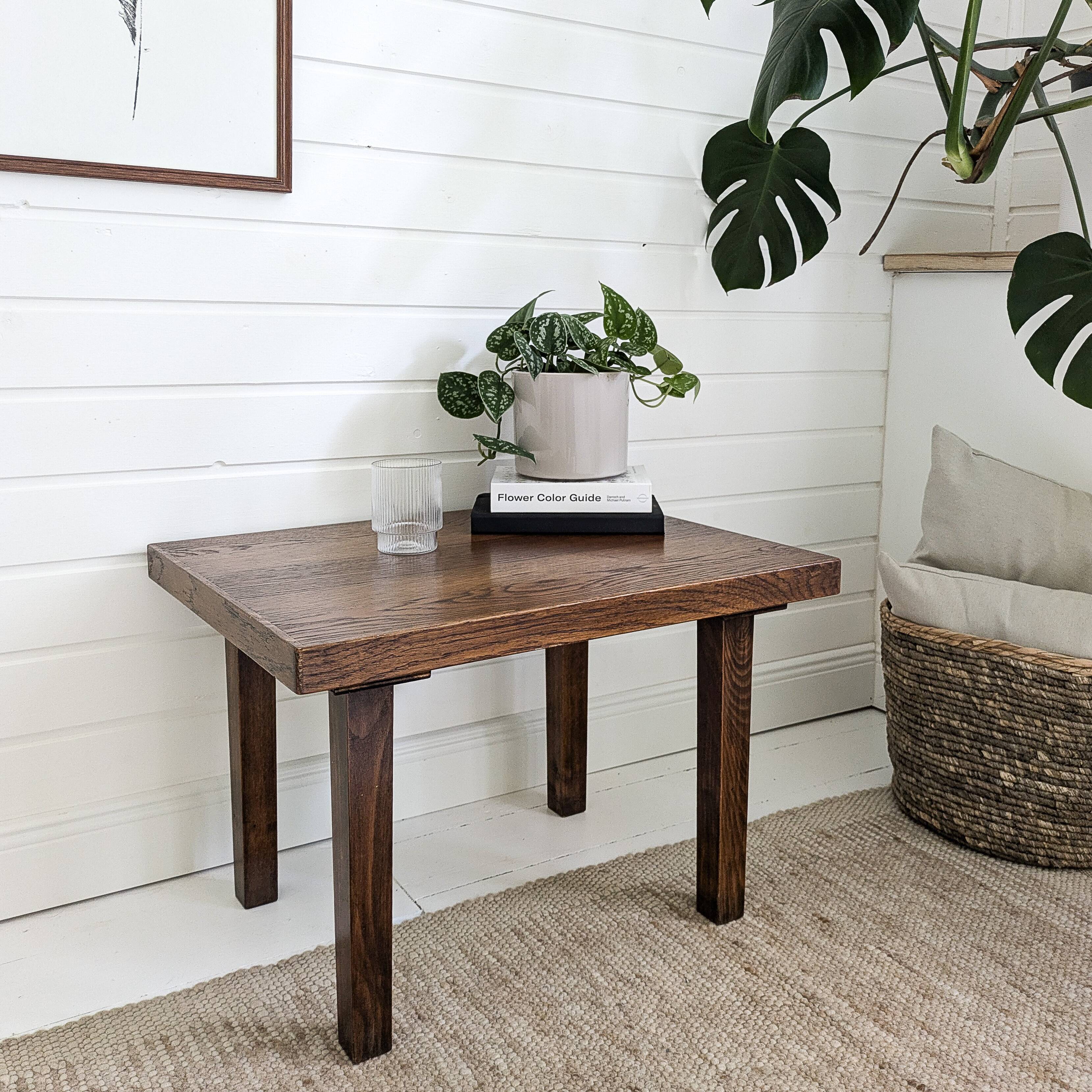 Mid Century Table d'appoint en bois massif Vintage Banc de fleurs Tabouret de fleur Design danois Ta