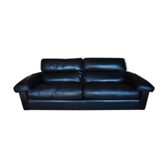 Black Leather Sofa by Tito Agnoli for Poltrona Frau, Italy, 1980s