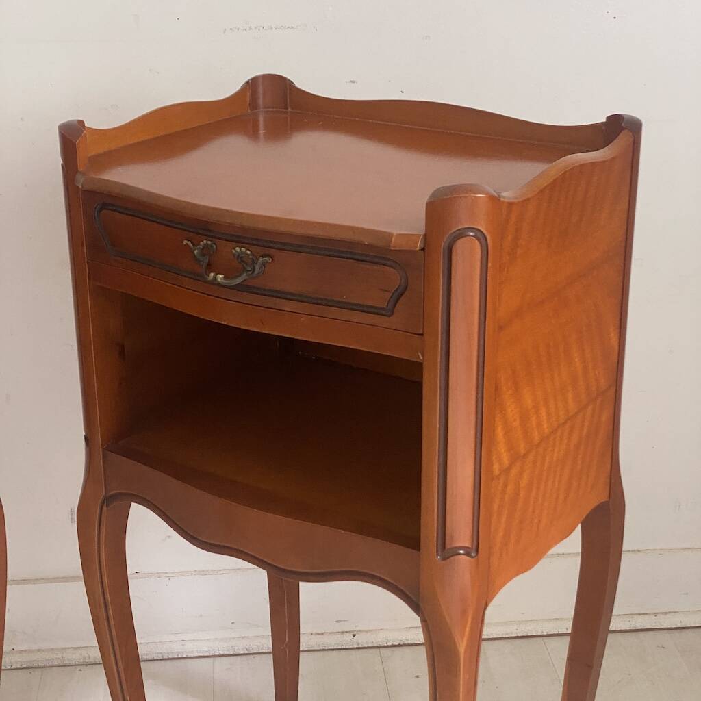 Pair of Louis XV style bedside tables in cherry wood.
