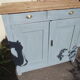 Parisian buffet in solid fir mid 20th painted bluish gray
