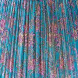 New handcrafted lampshade in vintage silk sari, turquoise pink floral.