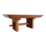 Scandinavian "Brutalist" Coffee Table, Japandi Style, Solid Teak, 20th Century
