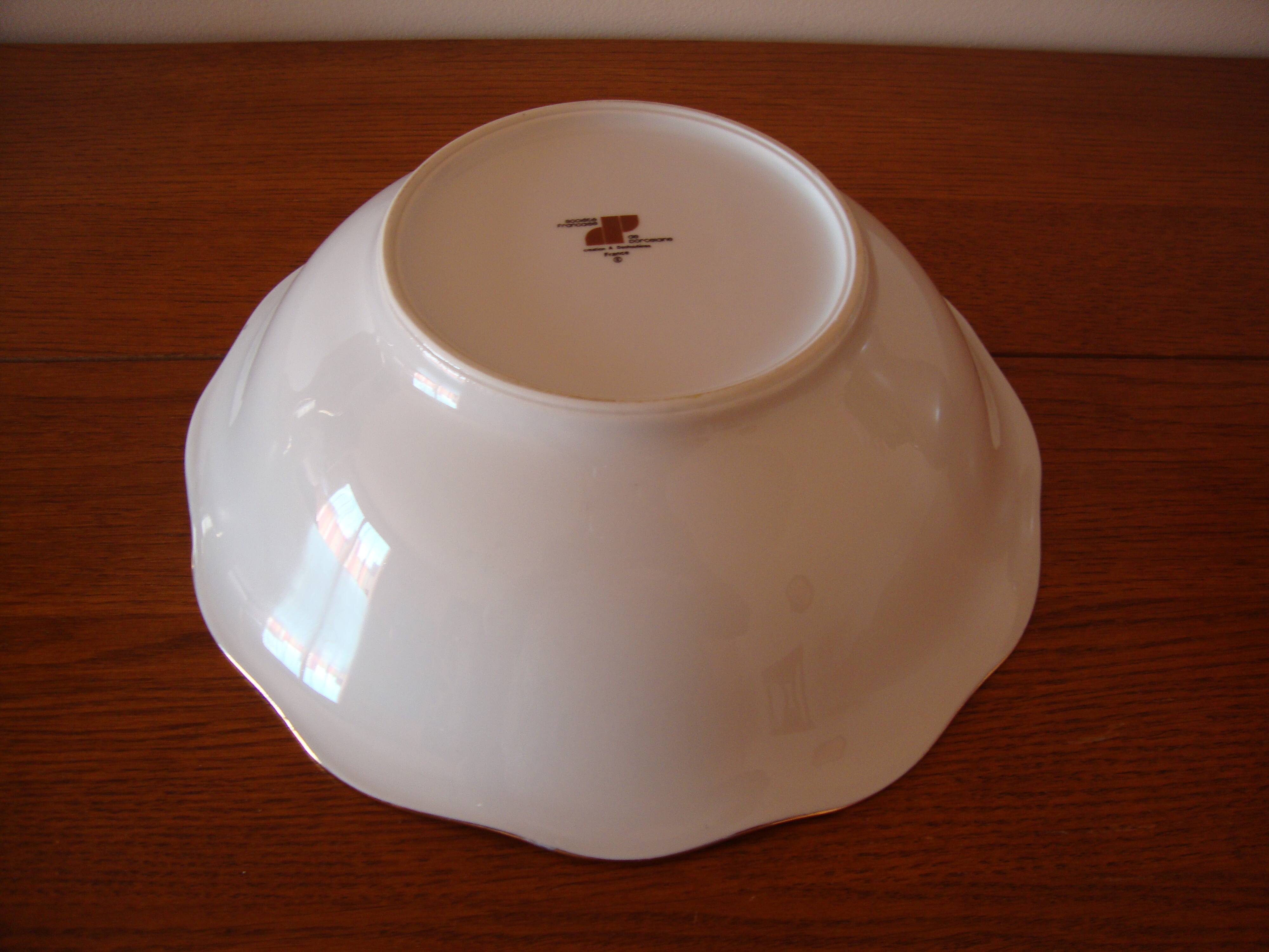 Fine white porcelain salad bowl A. Deshoulières