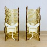 Pair of vintage amber resin wall lamps