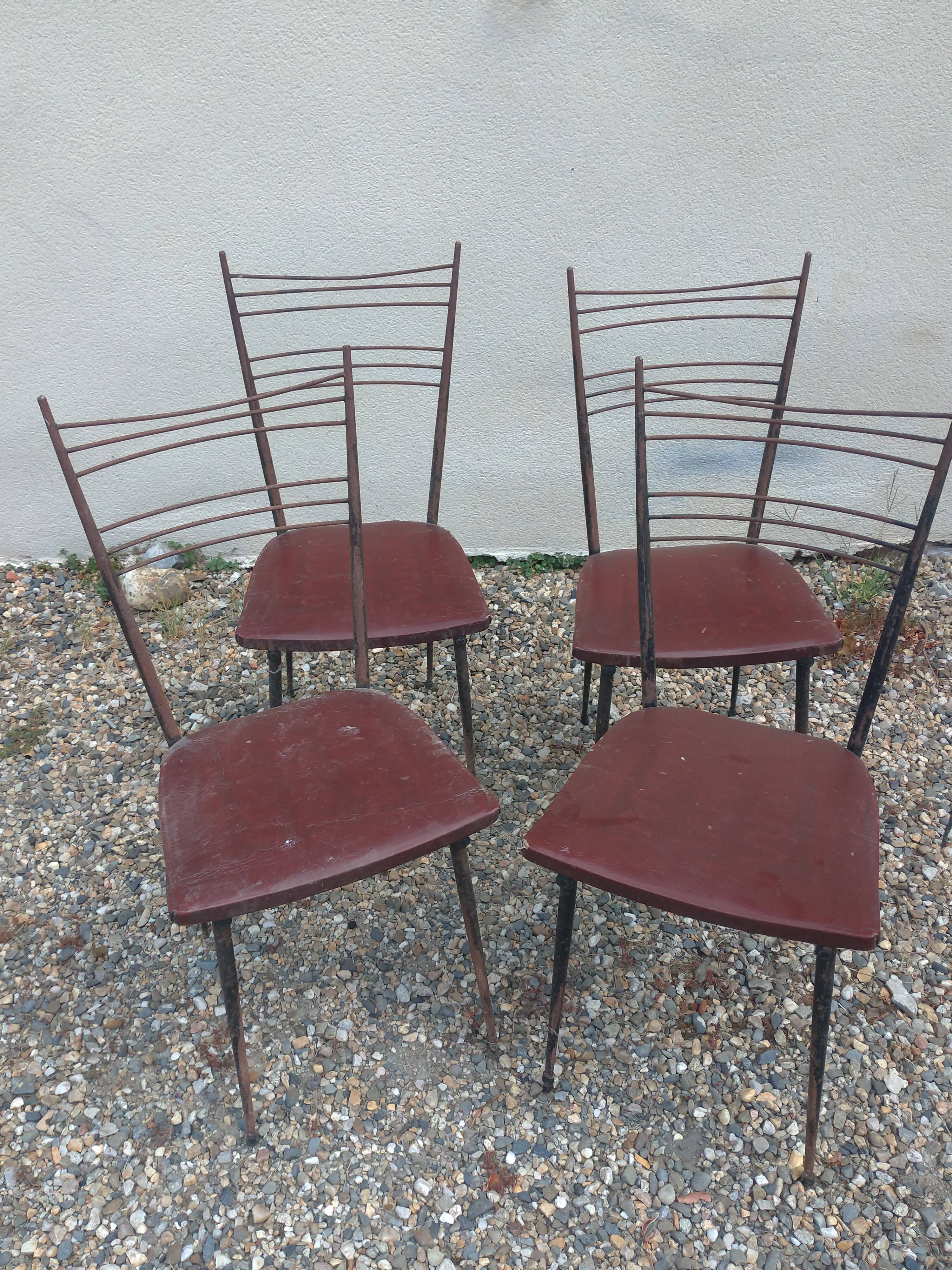 Set of 4 restored Colette Gueden chairs from the 1950s