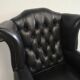 Fauteuil bergère chesterfield cuir noir